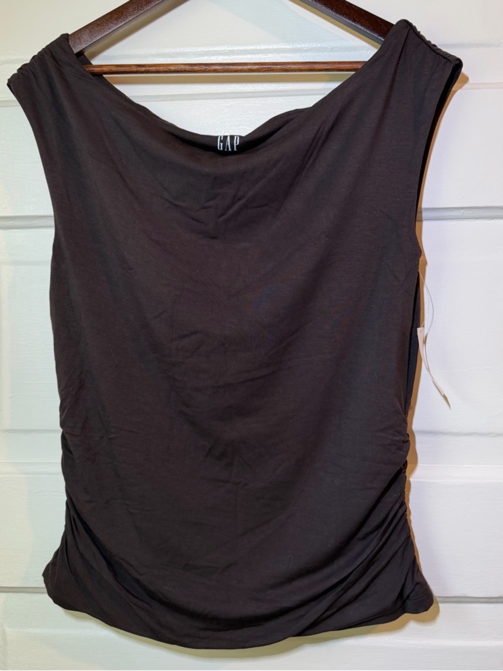 GAP Espresso Brown Sleeveless Drape Neck Top